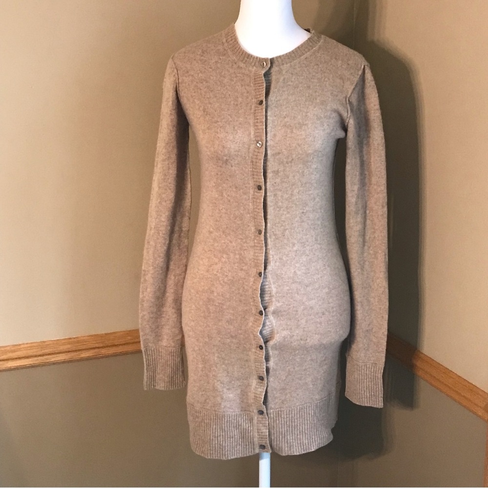 Johnny Was For Love And Liberty Tan Cashmere Cardigan Sweater Small.